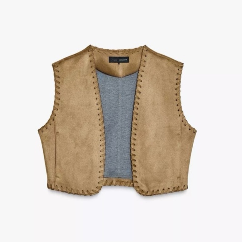Zara Tan Faux Suede Vest